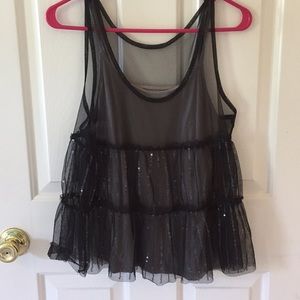Sheer black tank top.